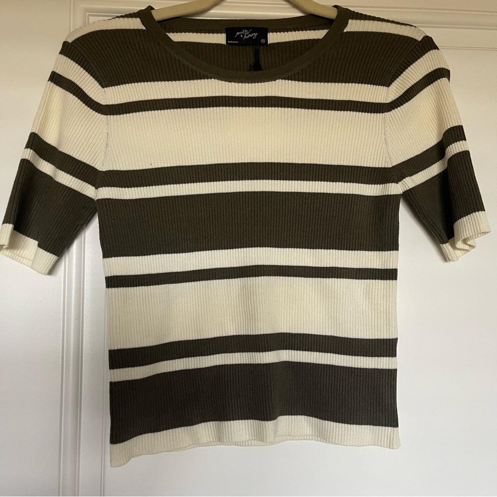 Milk and honey sage and ivory ribbed crop top